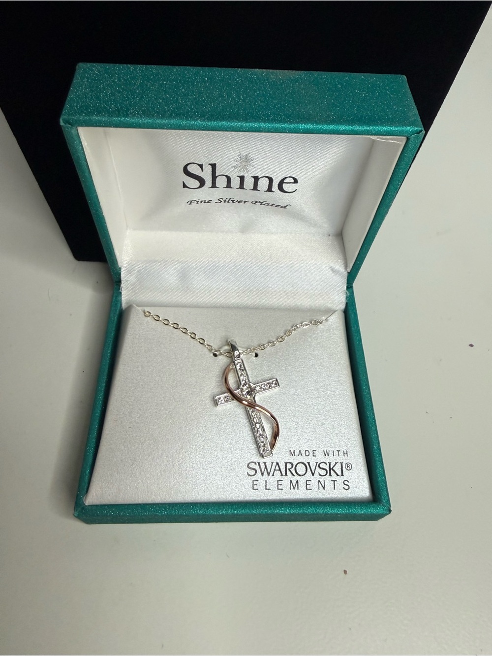 silver plated cross necklace with swarovski elements